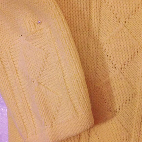 Vintage 50s-60s Cardigan Yellow Diamond Knit - Picture 13 of 13